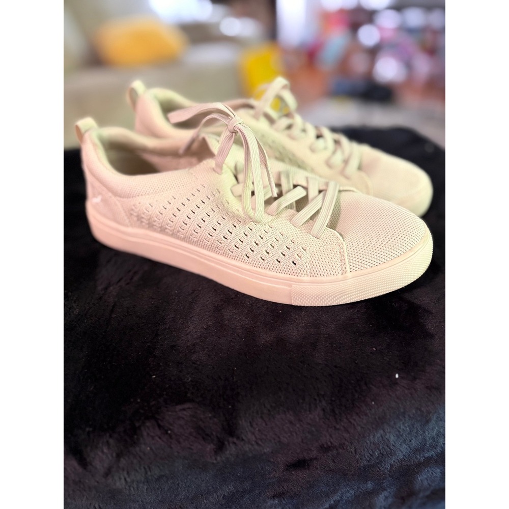 Eddie Bauer Leslie Knit Sneakers Womens 9M Cream Lace Up Low Top Shoes 318898